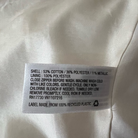 Womens Cream With Gold Accents Moto Jacket-Blazer Size M - Picture 8 of 8